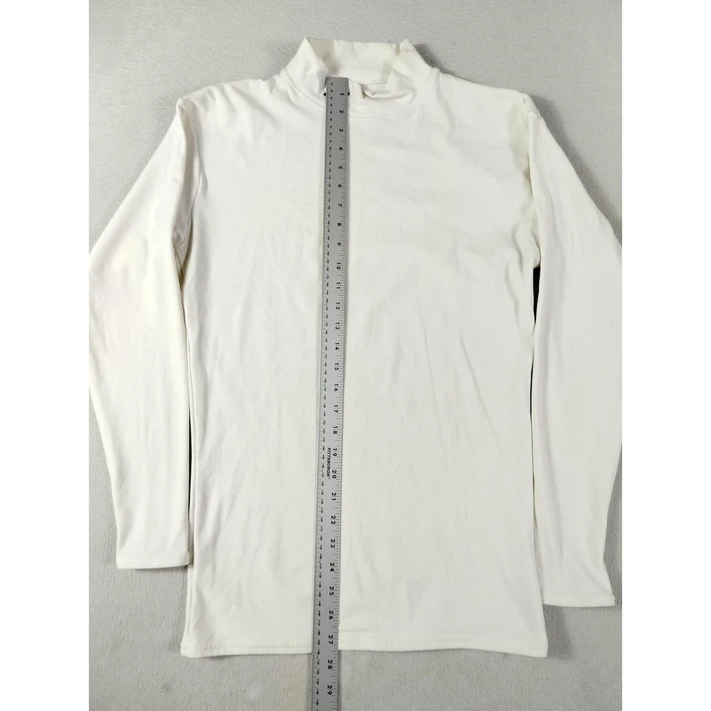 Under Armour Shirt Mens Large White Mock Neck Long Sleeve Athletic Base Layer
